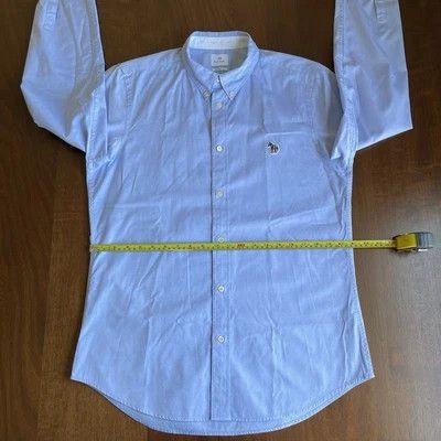 Paul Smith PAUL SMITH Shirt Large Mens Solid Blue Cotton Tailored Fit Size US L / EU 52-54 / 3 - 5 Thumbnail