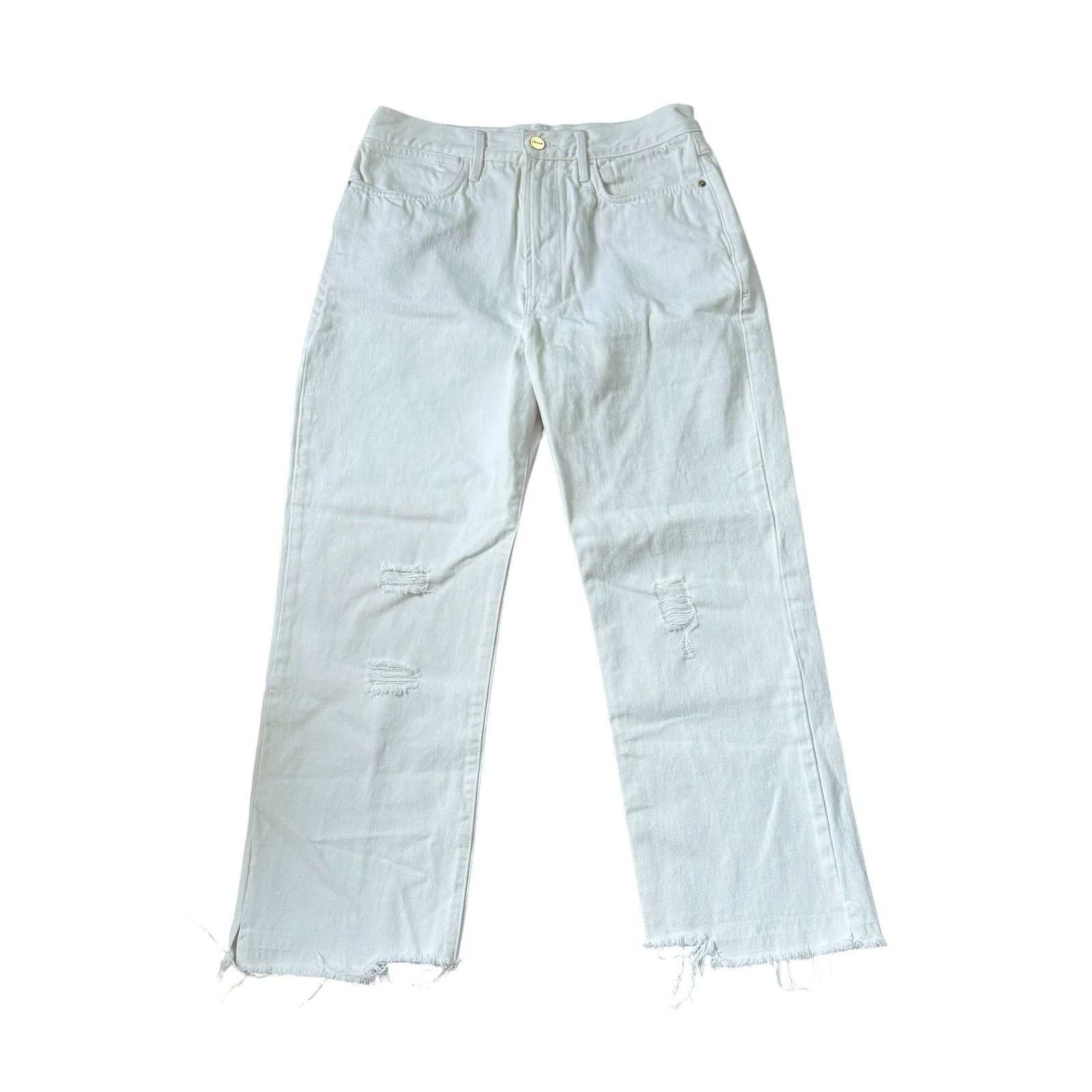 Frame FRAME Le Hollywood Crop Jean Blanc Rips White Size 29" - 2 Thumbnail