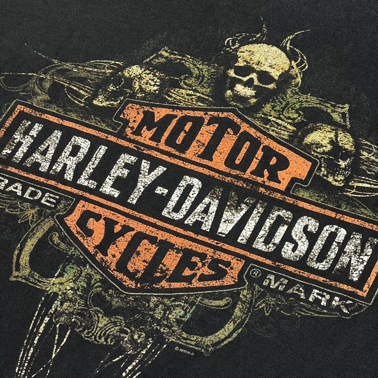 Harley Davidson × Vintage Harley Davidson Tee Shirt Black Logo Skull Flame Motorcycle Size US XXL / EU 58 / 5 - 3 Thumbnail