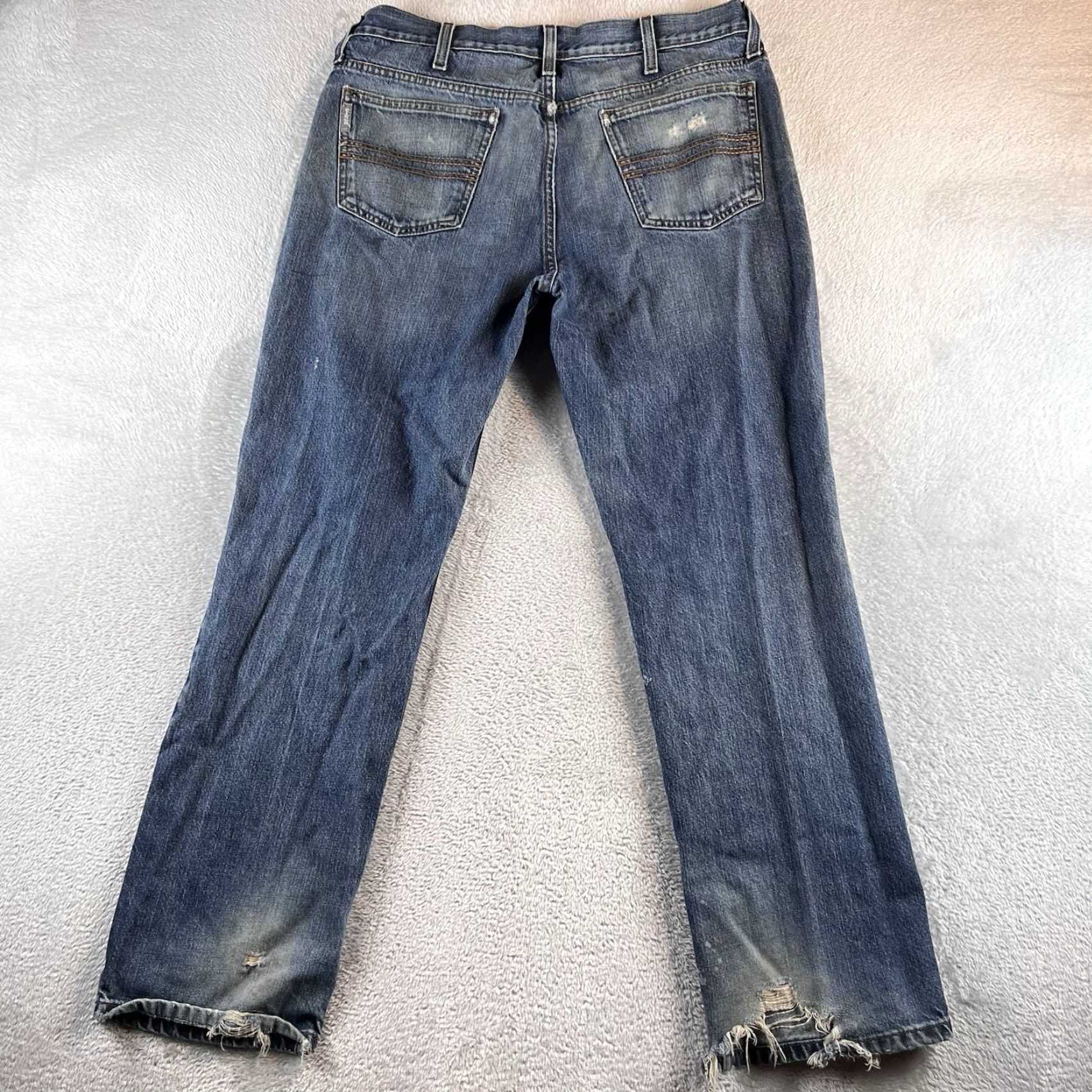 Vintage Cinch Jeans Mens 35x32 Fits 34x30 Distressed Blue Cowboy Straight Workwear Reading READ Size US 35 - 4 Thumbnail