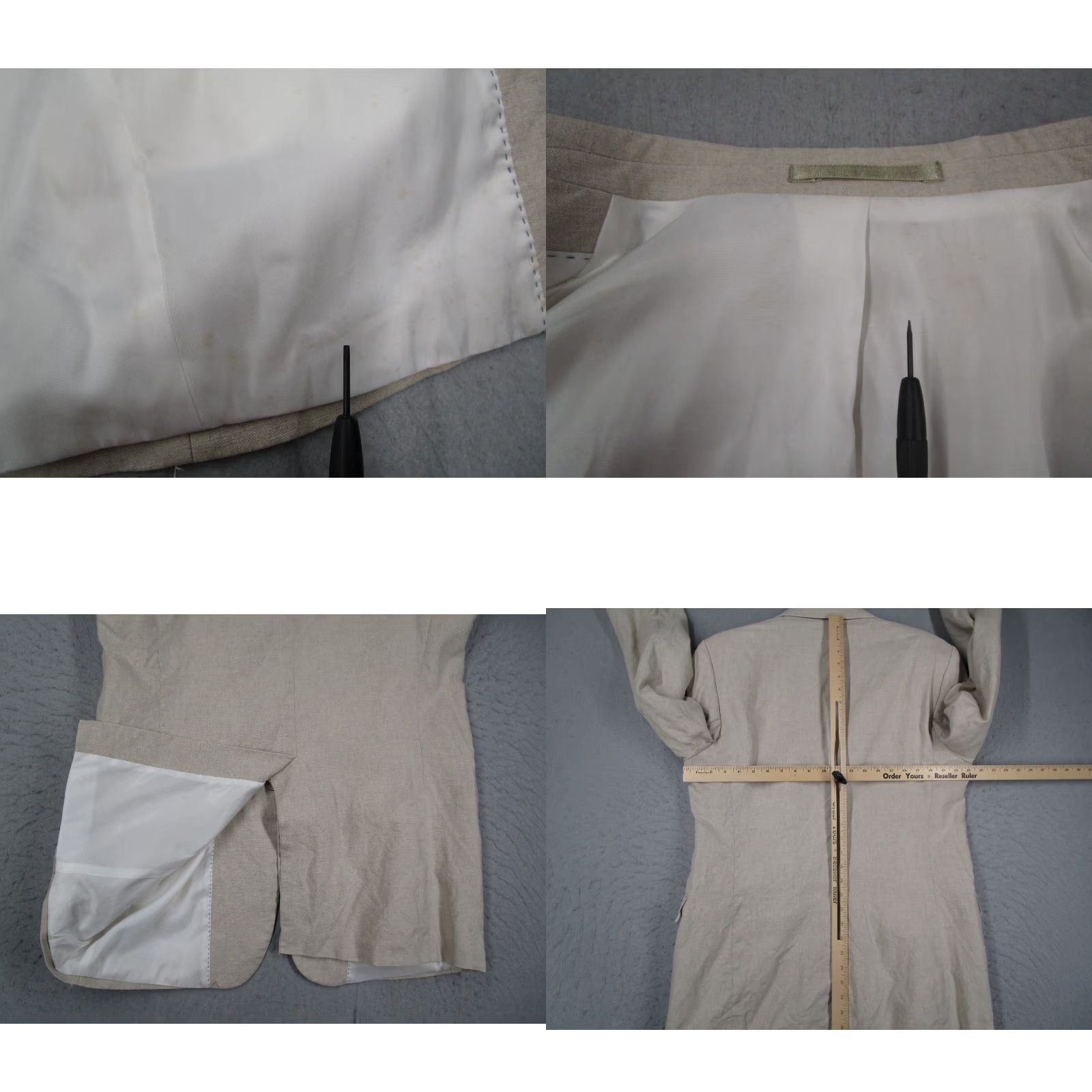 Vintage Vintage Shakur Olla Mens 42 R Beige Linen 3 Button Blazer Sport Coat Size 42R - 8 Thumbnail