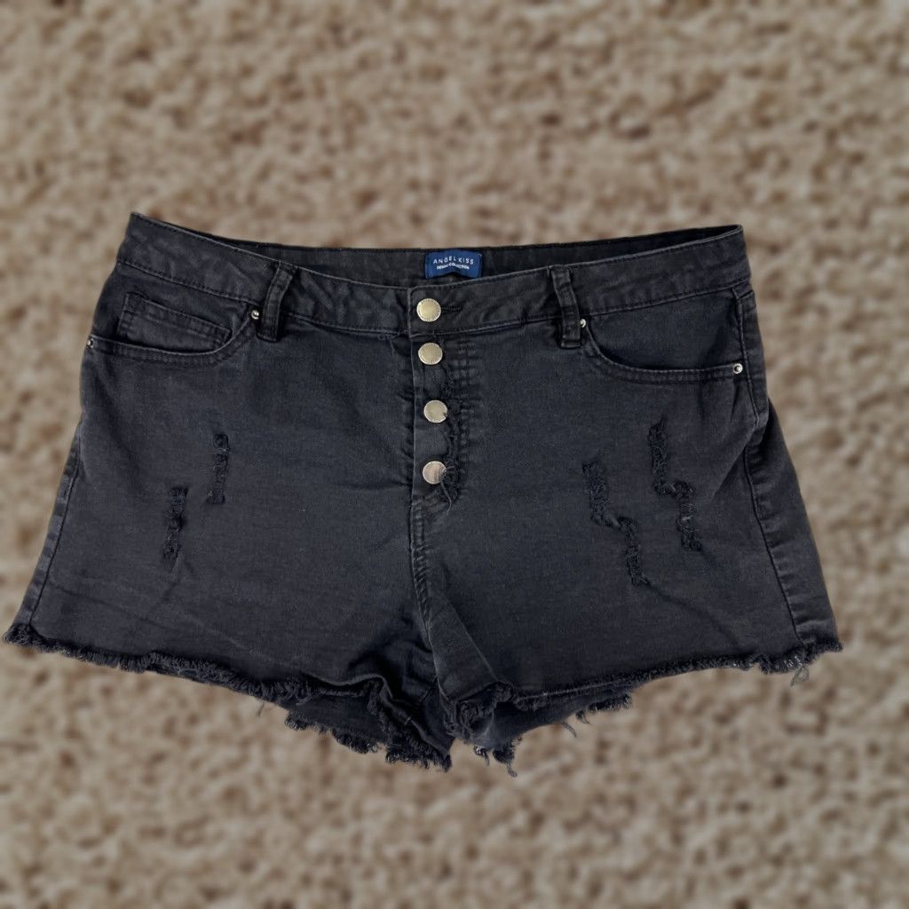Fashion Nova Fashion Nova Denim Shorts Women Black Distressed High Rise Cut-Off 3 28x4 Size 26" / US 2 / IT 38 - 1 Thumbnail