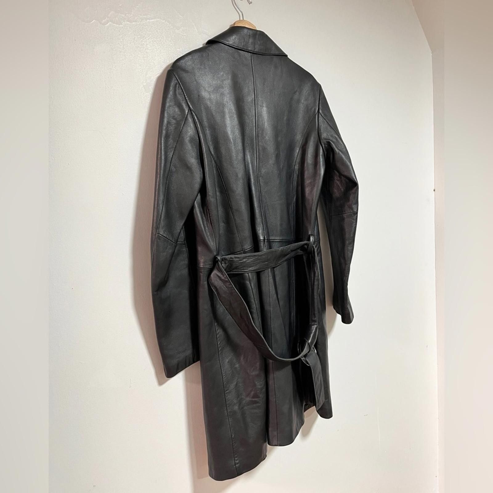 Designer Celestino Women’s Genuine Leather Trench Coat – Size L Size L / US 10 / IT 46 - 10 Thumbnail