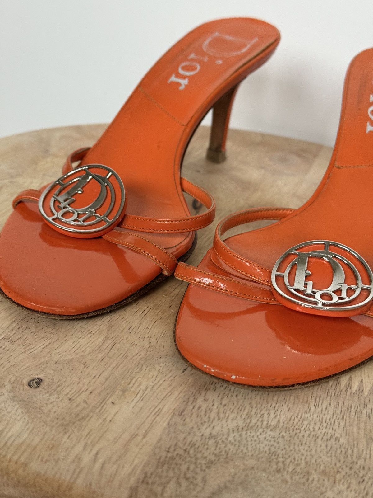 Dior × Vintage Dior Orange Leather Mules Sandals Straps Size US 6 / IT 36 - 4 Thumbnail