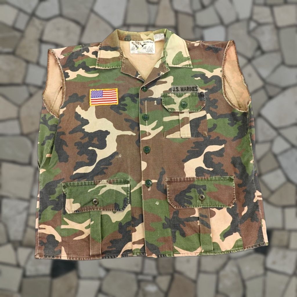 Vintage VINTAGE Duck Bay Shirt Mens Large Brown Green Camo Marines Hunting Sleeveless Size US L / EU 52-54 / 3 - 1 Thumbnail