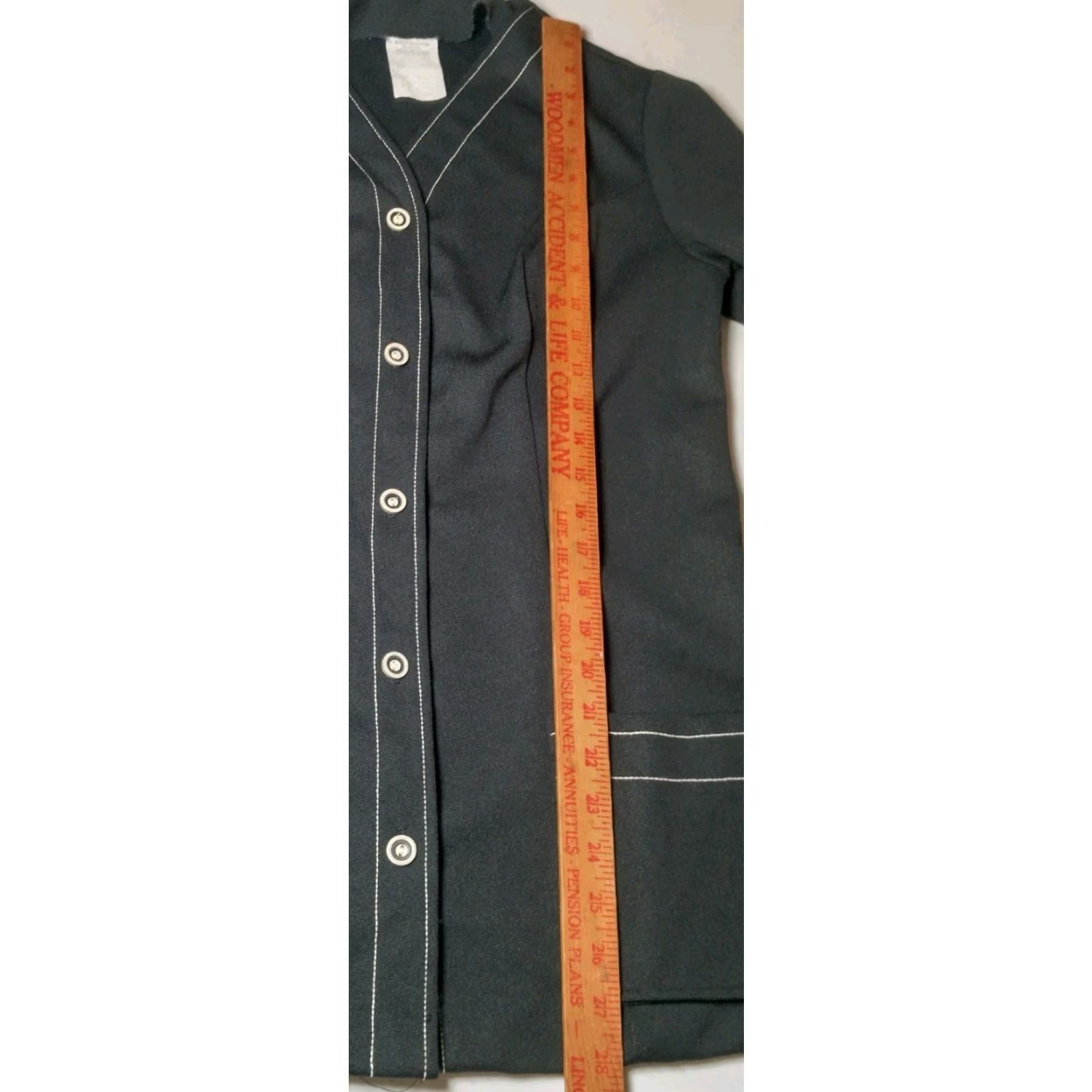 Vintage VINTAGE Work Smock Shirt XL Tall Black Polyester V-neck Button-Up Short Sleeve Men? Women? Size XL / US 12-14 / IT 48-50 - 4 Thumbnail