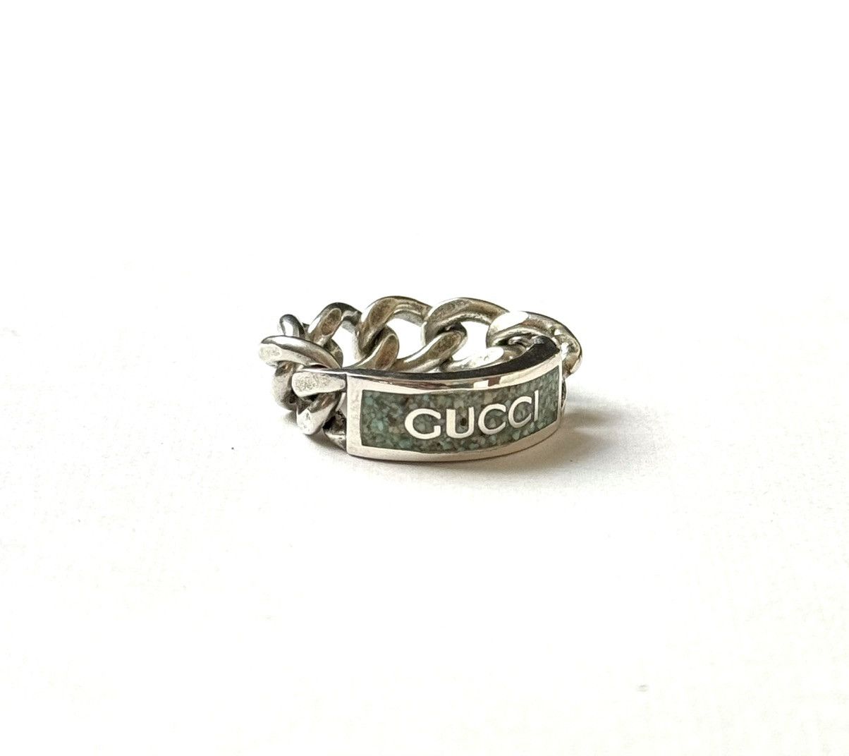 Gucci Gucci .925 Silver Teal Chain Ring Size ONE SIZE - 2 Thumbnail