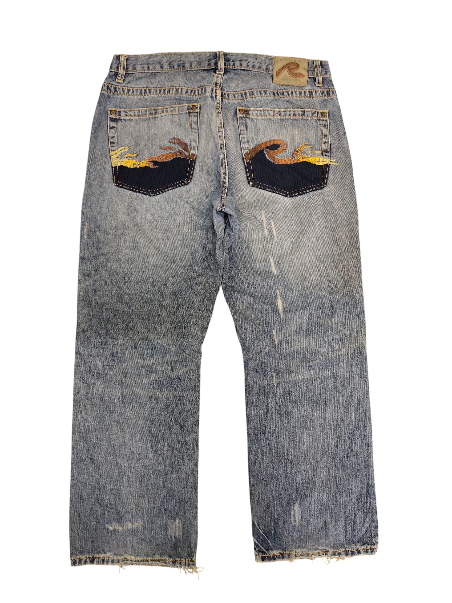 Artful Dodger Vintage Request Embroidered Distress Loose Denim Jeans Size US 34 / EU 50 - 1 Thumbnail