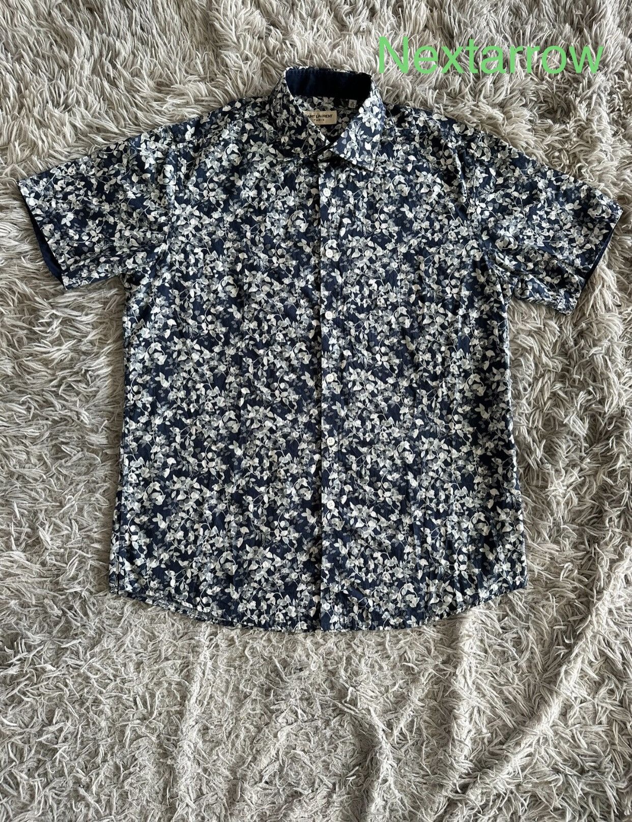 Saint Laurent Paris × Yves Saint Laurent Saint laurent slp 14ss blue floral short sleeve shirt Size US M / EU 48-50 / 2 - 7 Thumbnail