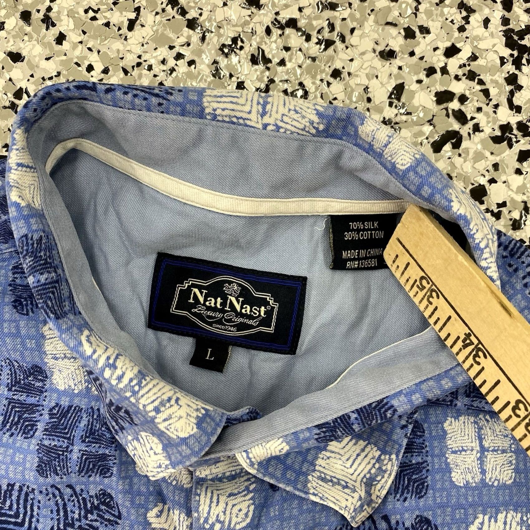 Nat Nast VINTAGE Nat Nast Luxury Originals Polo Shirt Silk Blue White Casual Country Club Mens L Size US L / EU 52-54 / 3 - 2 Thumbnail