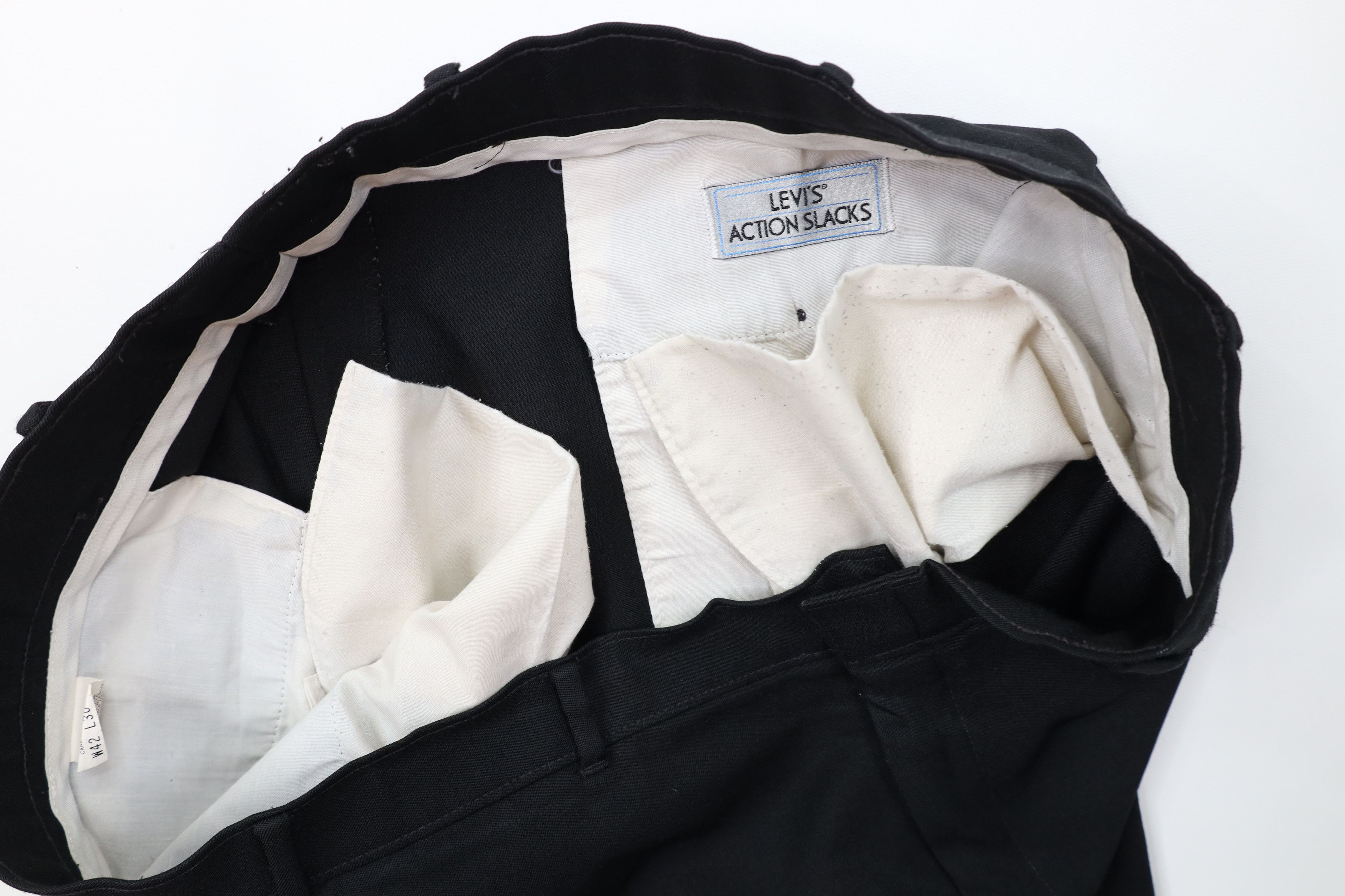Levi's Vintage 90s Levis Knit Wide Leg Chino Pants Black Polyester Size US 42 / EU 58 - 9 Thumbnail