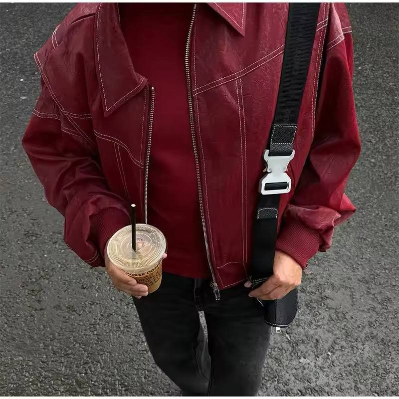 Japanese Brand × Vintage baggy leather bomber jacket with double zipper Size US XL / EU 56 / 4 - 9 Thumbnail