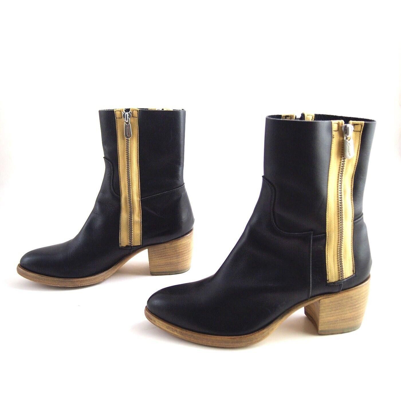 RoccoP Rocco P Ankle Boots Mid Heel Black Leather US 6.5 EU 36.5 Size US 6.5 / IT 36.5 - 2 Thumbnail