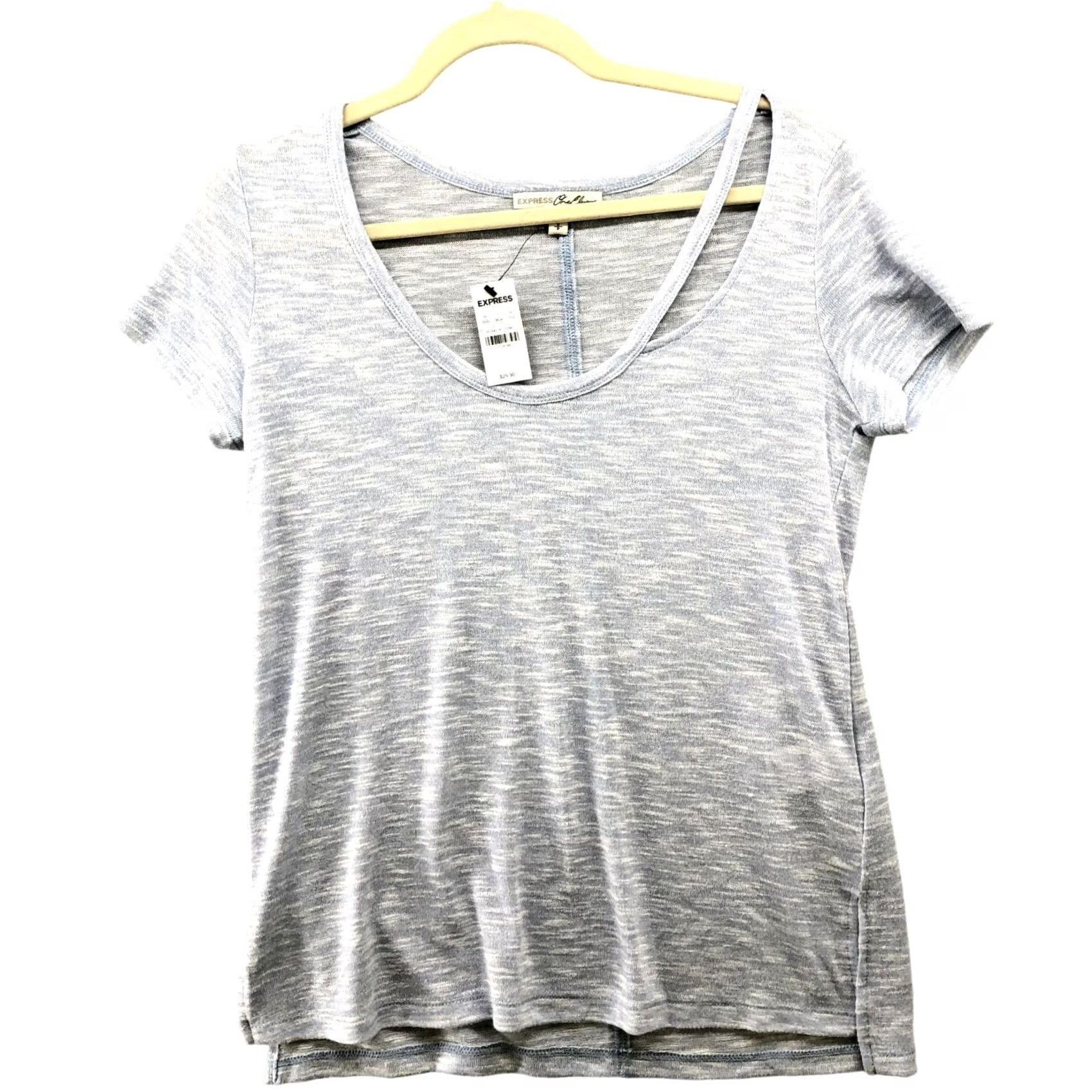 Express Express Knit T Shirt Womens S Blue Heather Short Sleeve Round Neck Pullover Casual Knit Size S / US 4 / IT 40 - 2 Thumbnail