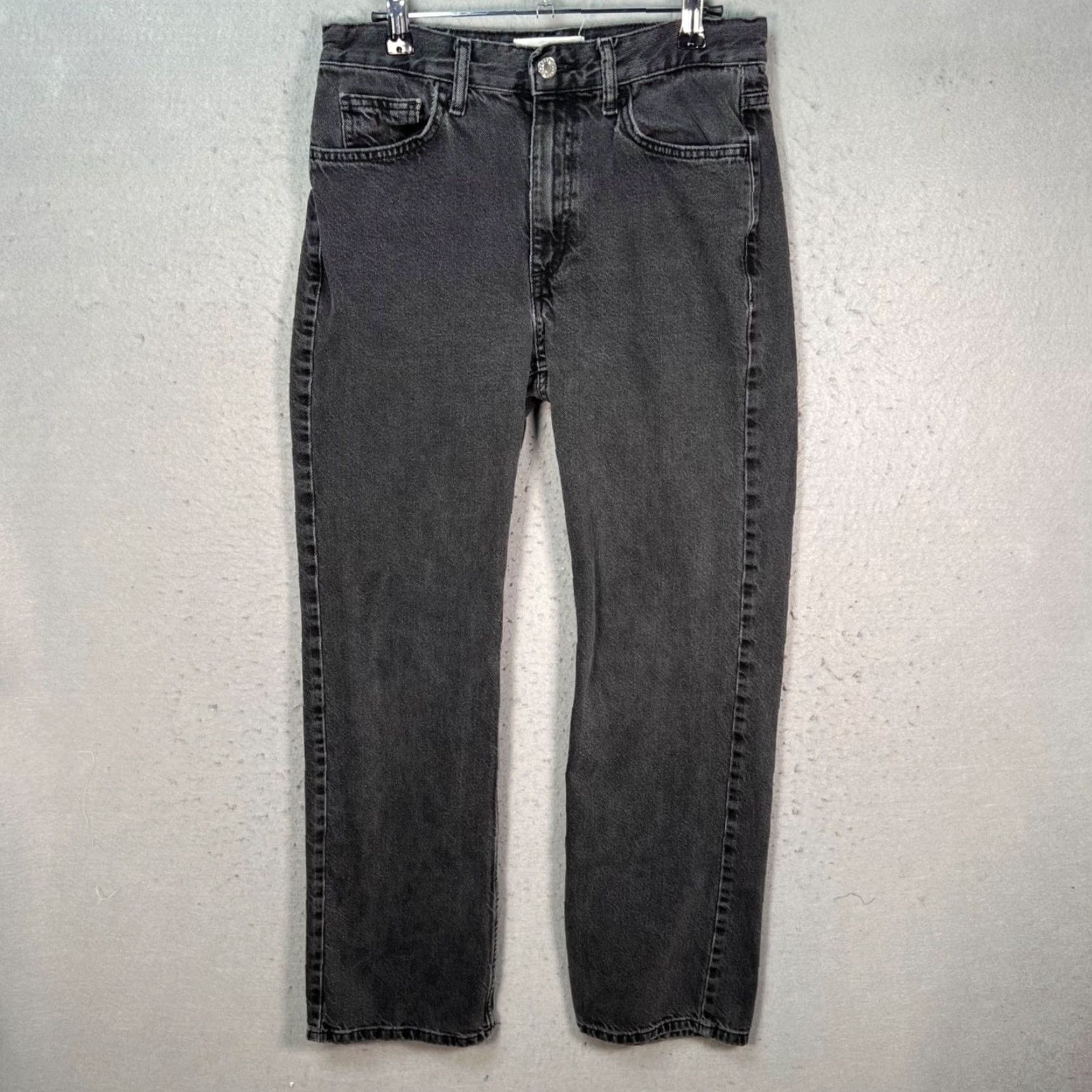 Mango Mango Womens Size 6 High-Rise Black Denim Jeans Straight Leg 5-Pocket Cotton Blend Jeans Womens Manufactured Mango Jeans Black XS-Size 6? Size 28" / US 6 / IT 42 - 2 Thumbnail