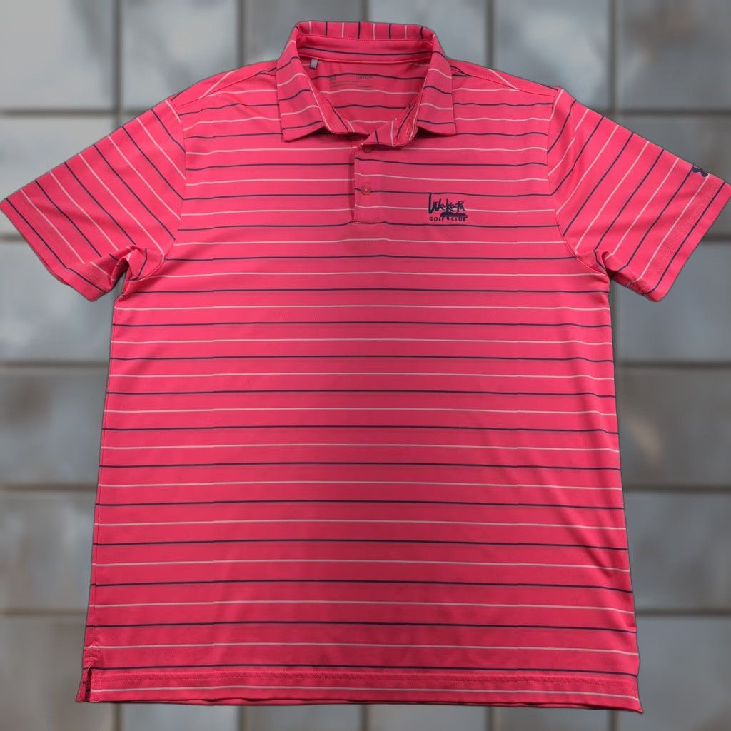 Under Armour Under Armour Golf Polo Shirt Mens Large Pink Stripe We Ko Pa Club HeatGear Tech Polo Size US L / EU 52-54 / 3 - 1 Thumbnail