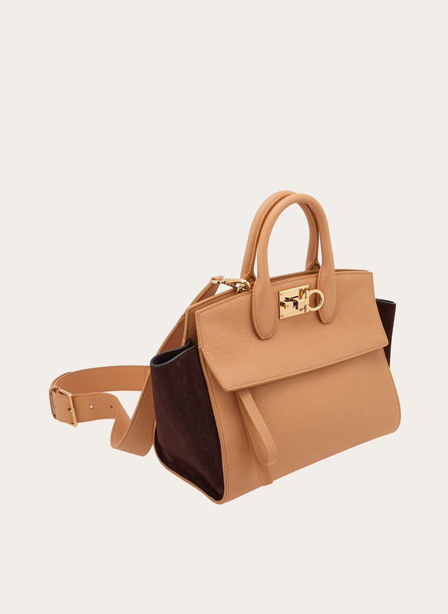 Salvatore Ferragamo o1s1rm0924 Size: OS / Studio Leather Bag in Camel/Moro Size ONE SIZE - 4 Thumbnail