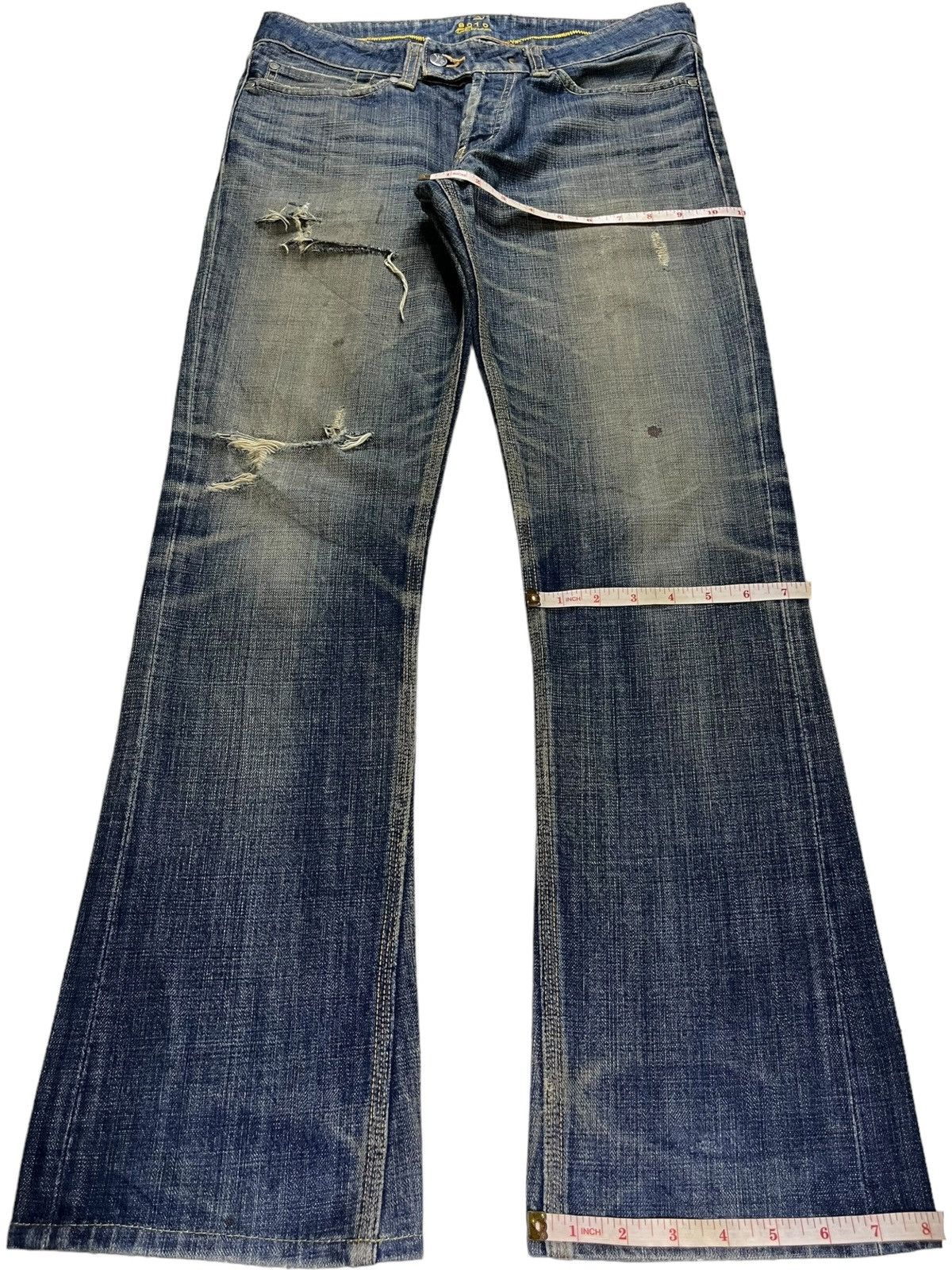 Japanese Brand Vintage Japanese Brand Mud Wash Rip Distressed Flare Jeans Size US 32 / EU 48 - 13 Thumbnail