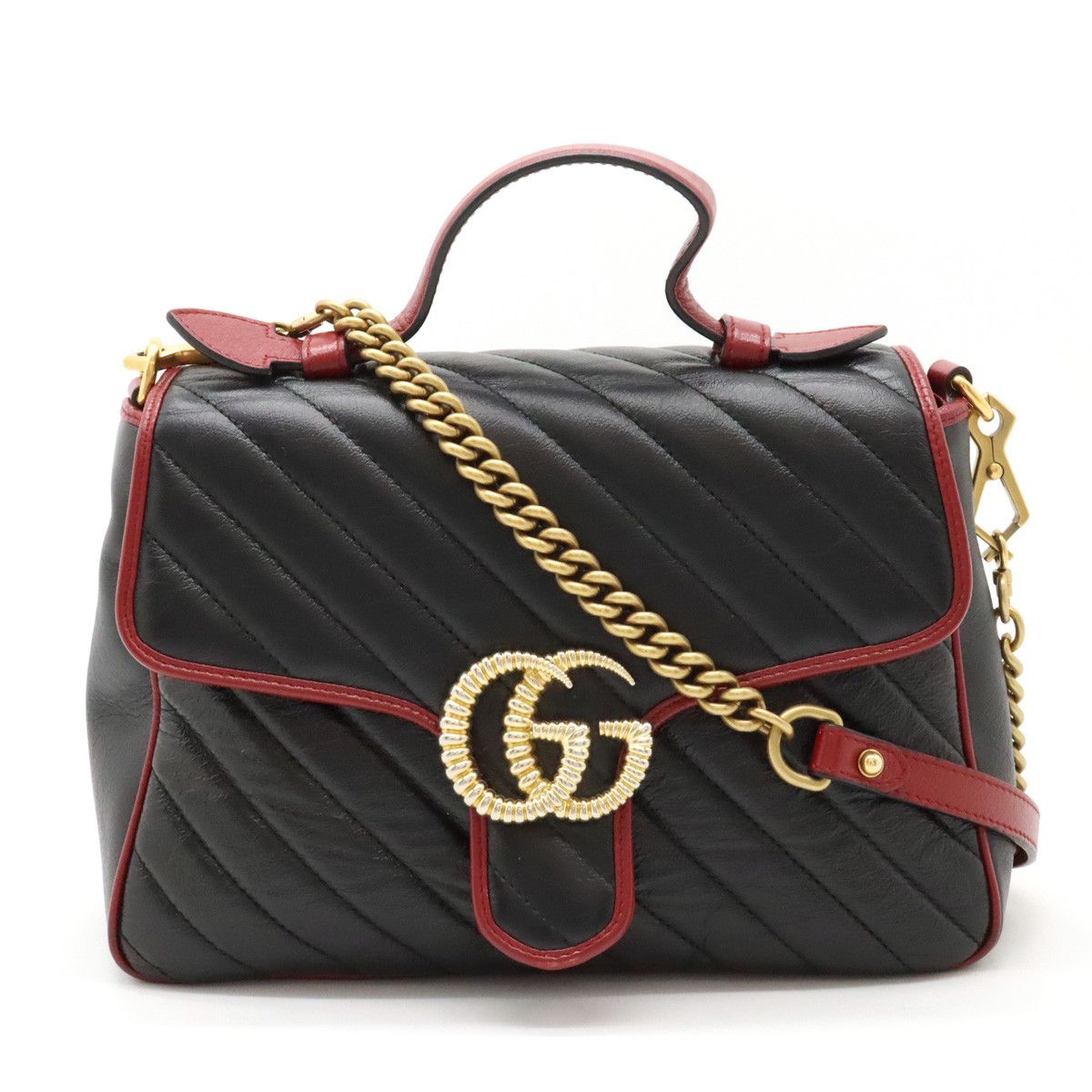 Gucci Gucci Gucci Leather GG Marmont Top Handle Bag 2WAY Leather Handbag 498110 in Great Condition Grailed