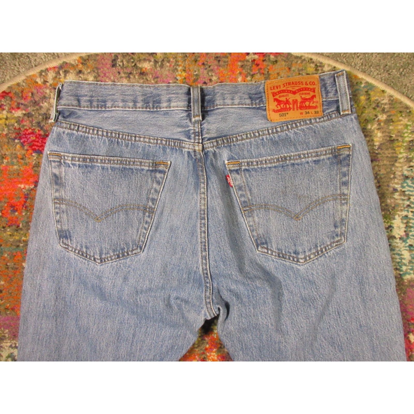 Levi's VINTAGE Levi's 501 Jeans 34x32 501 Original Fit Denim Pants Mens Blue Cotton Button Fly Straight 5-Pocket Americana USA 34 Mens Size US 34 / EU 50 - 5 Thumbnail