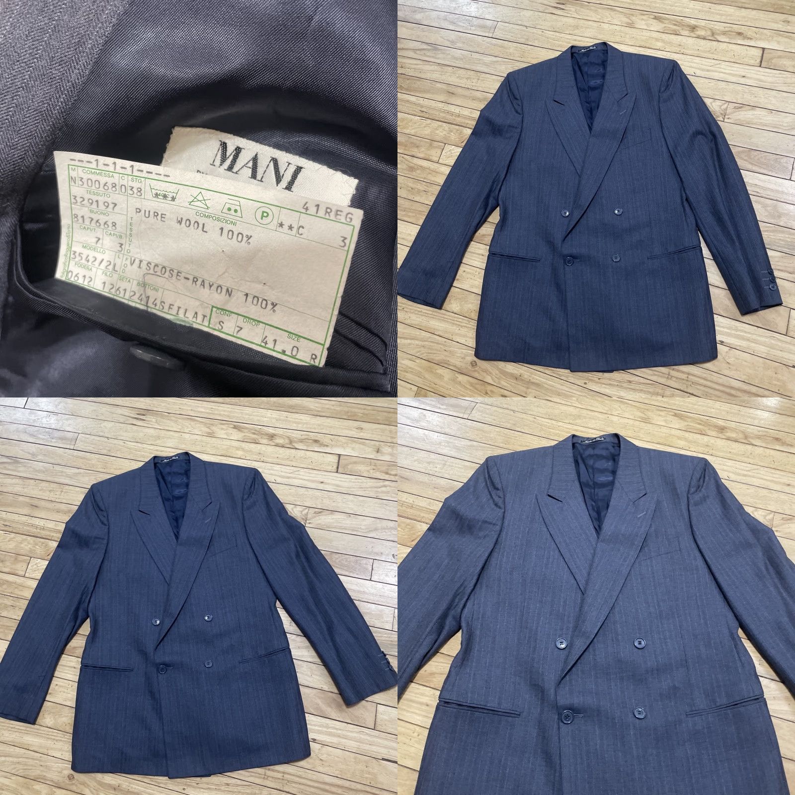 VINTAGE Giorgio Armani MANI Sport Coat Jacket Men 41R Wool Dark Gray Red Italy Blazer