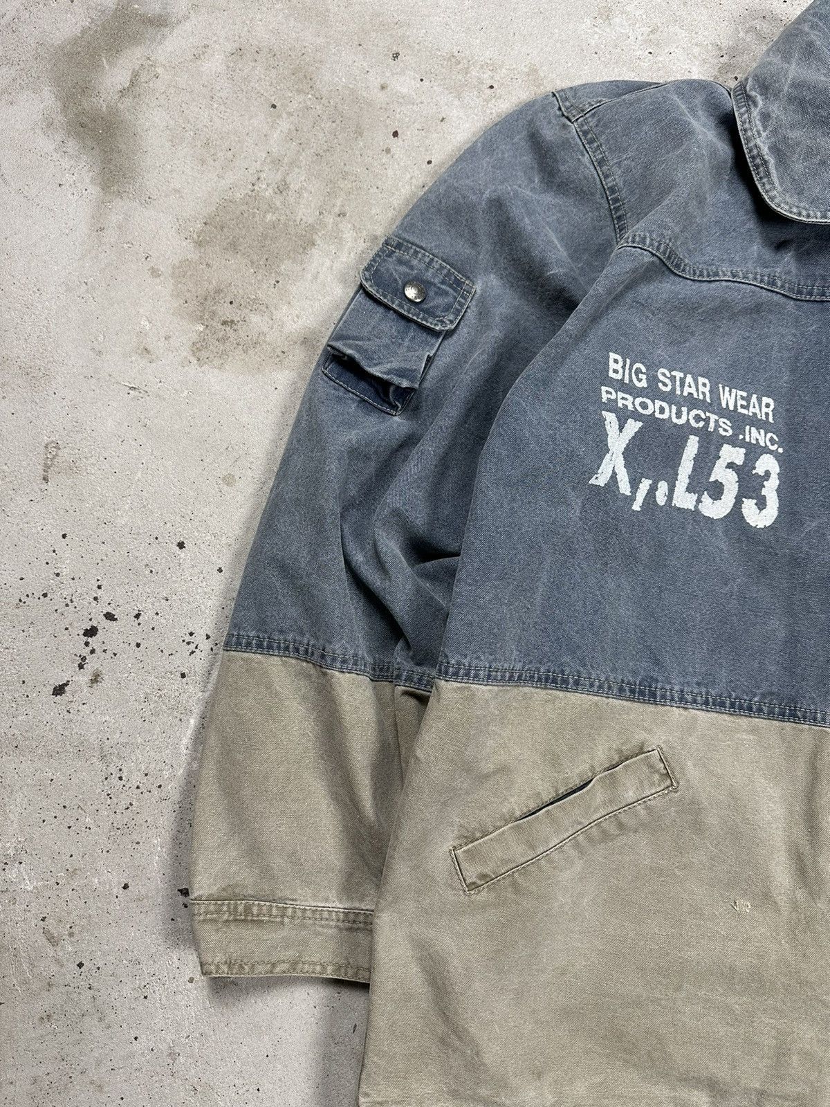 Big Star × Vintage Vintage 90s Big Star Chore Jacket Coat Washed Denim Utility Size US L / EU 52-54 / 3 - 6 Thumbnail