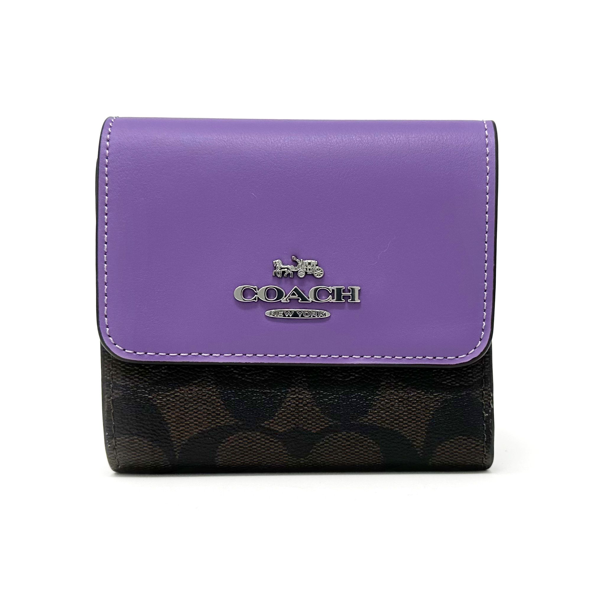 NWT COACH Small Trifold Wallet In Blocked Signature Canvas CE930 $178