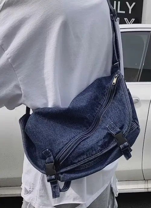 Indigo × Japanese Brand Bag Denim messenger shoulder bag with zip y2k vtg Size ONE SIZE - 3 Thumbnail