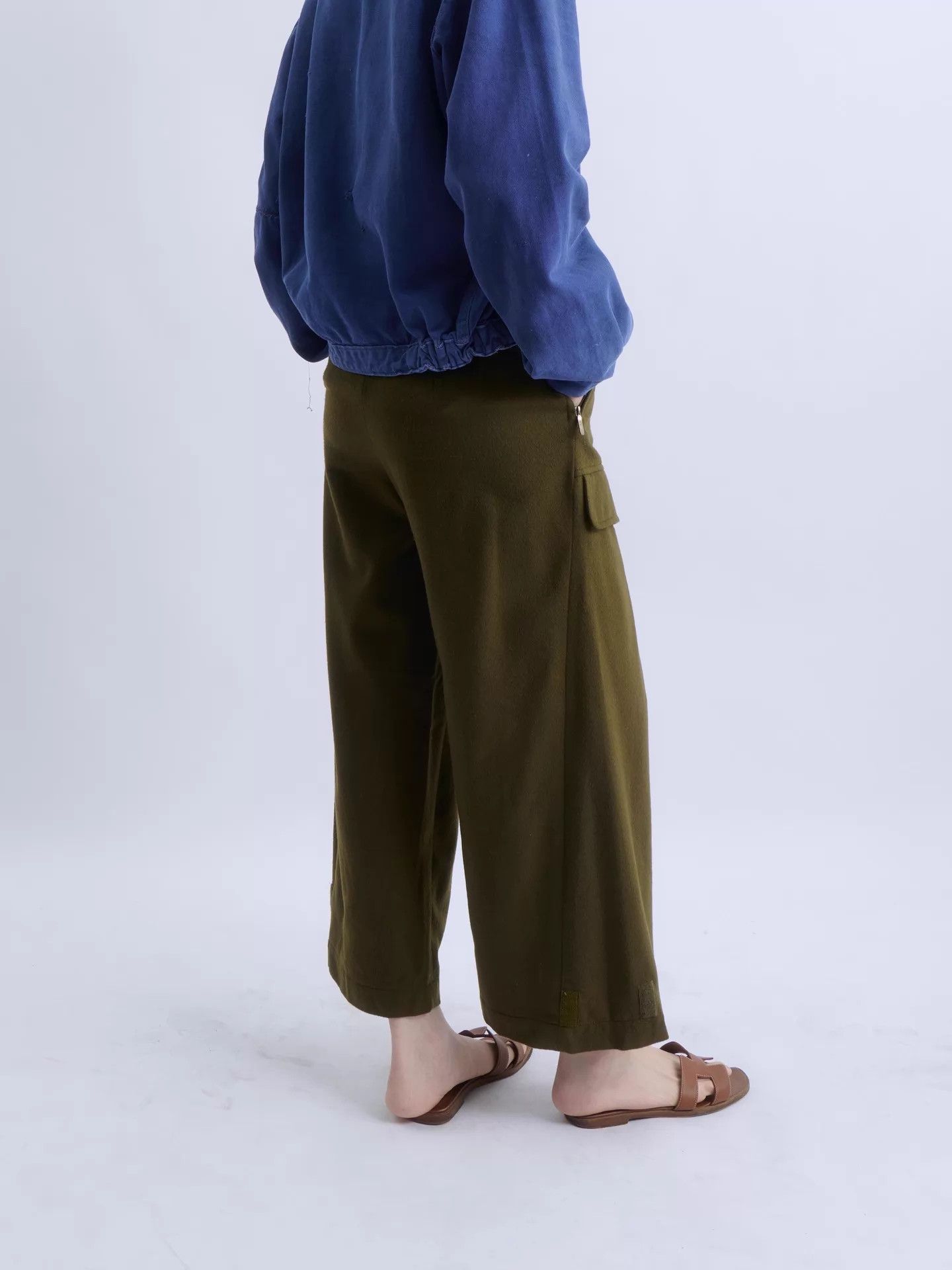 Sportmax SPORTMAX Wool Wide Leg Cargo Pants with Velcro Cuffs Size 24" / US 00 / IT 34 - 4 Thumbnail