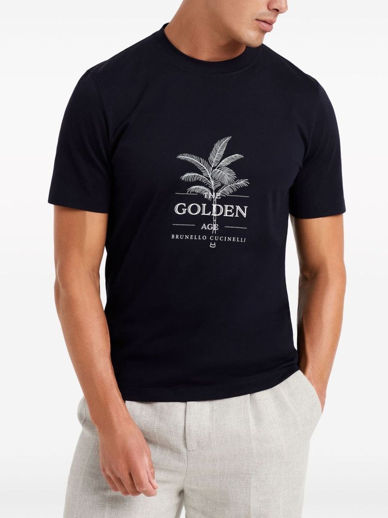 Brunello Cucinelli o1y0526 Crewneck T-Shirt in Midnight Blue Size US S / EU 44-46 / 1 - 3 Thumbnail