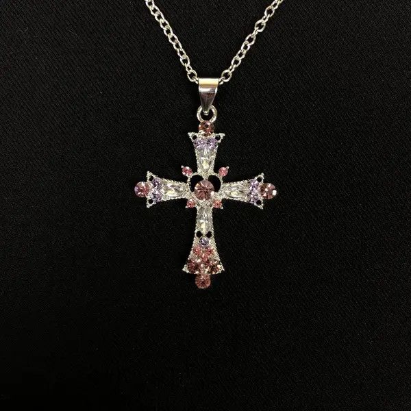 Jewelry Y2K Cross Necklace Punk Gothic Crystal Chain Size ONE SIZE - 2 Thumbnail