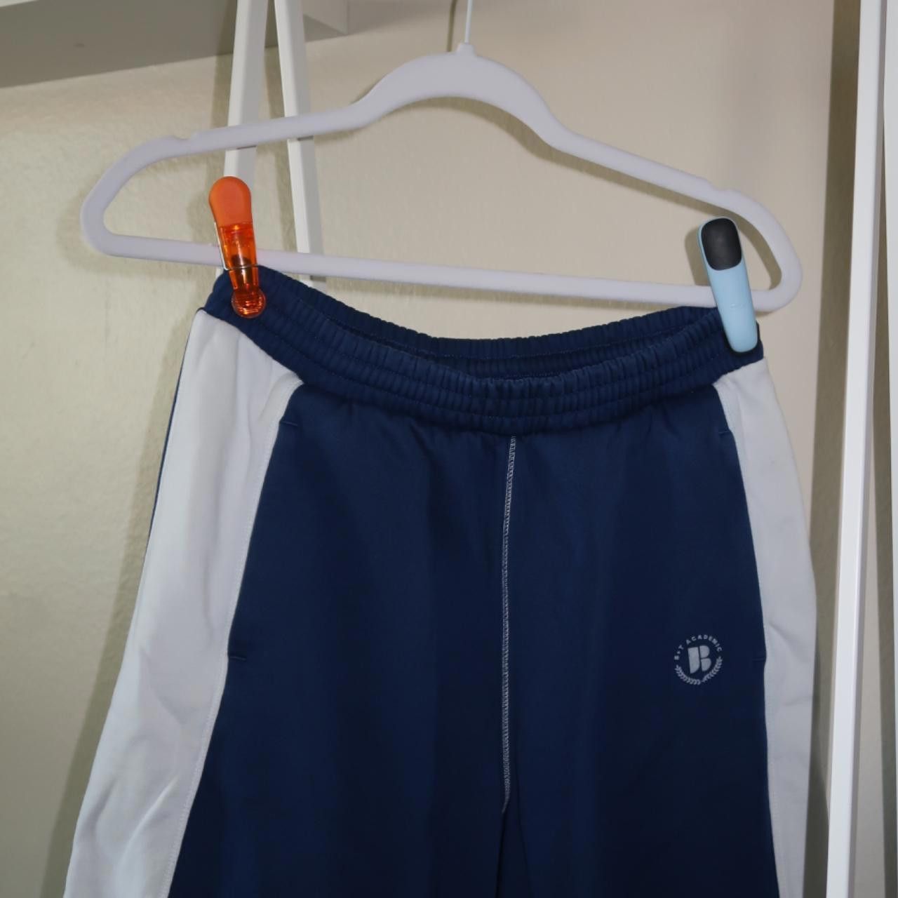 Designer wide leg sweatpants in navy & white💙 Size 32" / US 10 / IT 46 - 4 Thumbnail