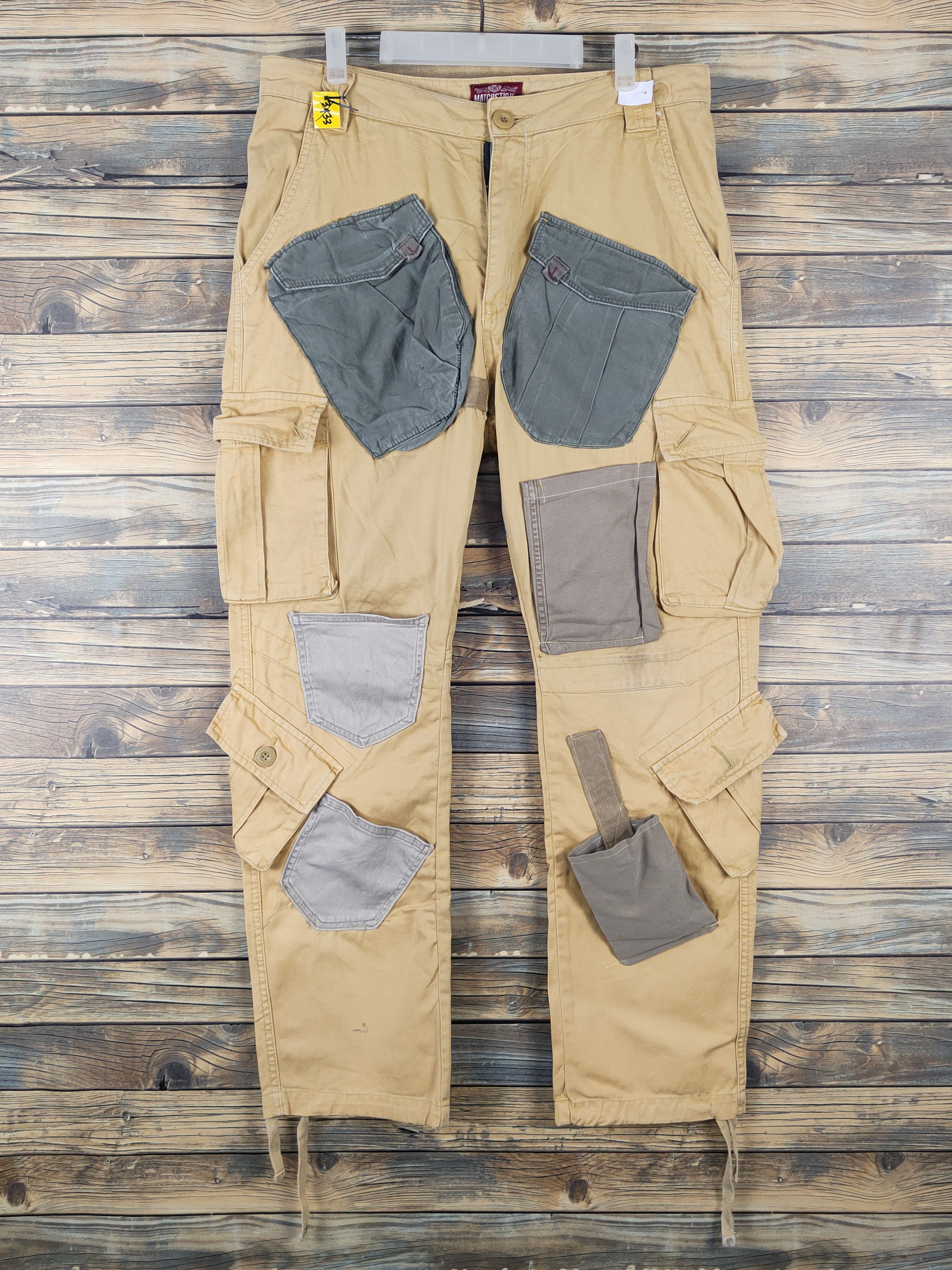 Japanese Brand DL Matchstick Reconstructed Patchwork Cargo Pants #W1780 Size US 35 - 1 Thumbnail