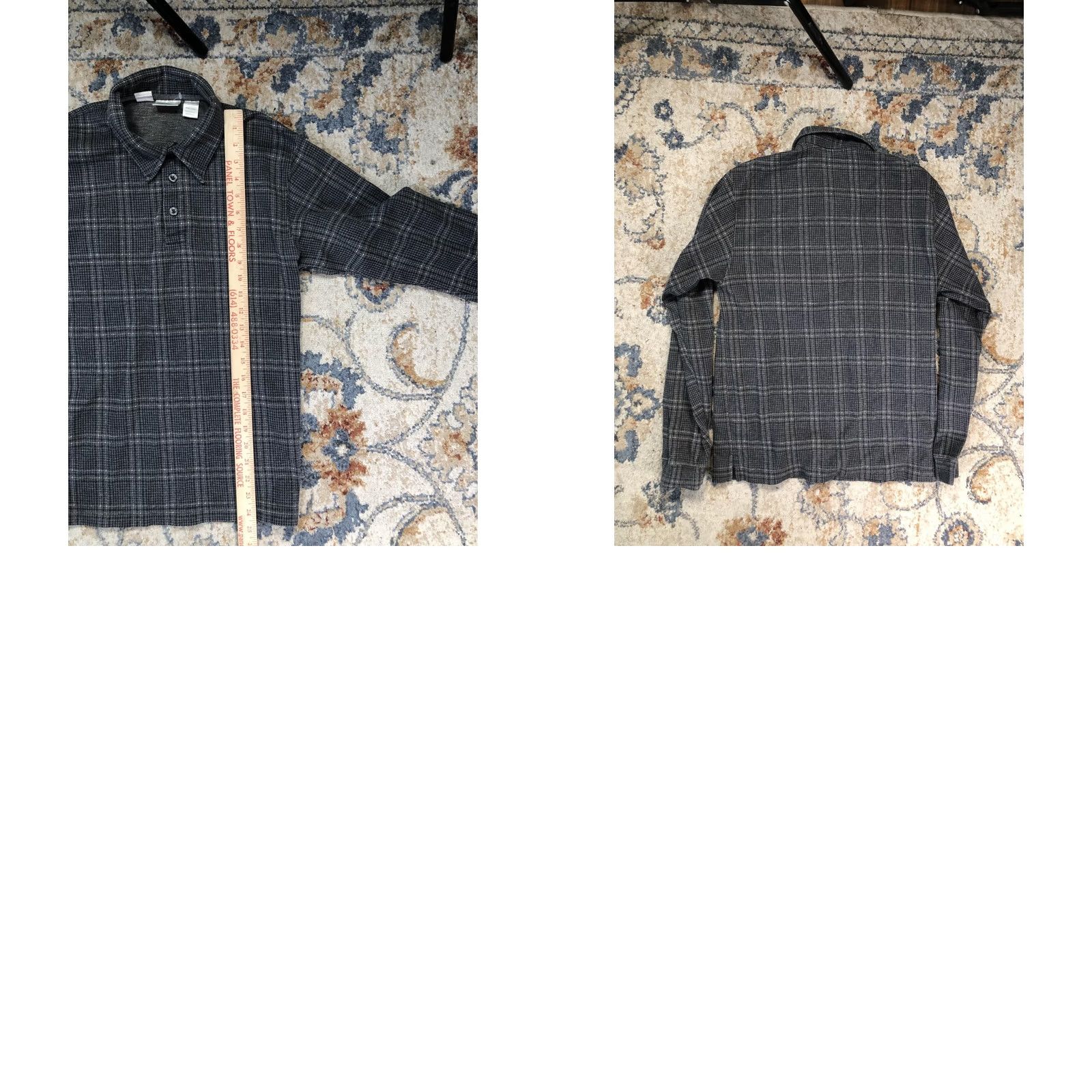 Vintage L.L. Bean Polo Shirt Mens Small Gray Plaid Knit Long Sleeve Casual Size US S / EU 44-46 / 1 - 8 Thumbnail