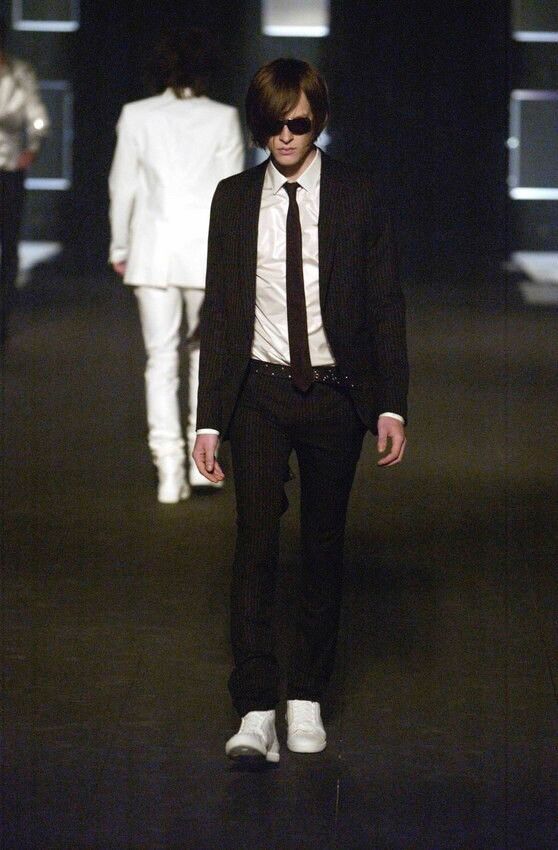Dior Dior Homme SS04 Pinstripes Shiny Threads Black Suit Size 48S - 20 Thumbnail