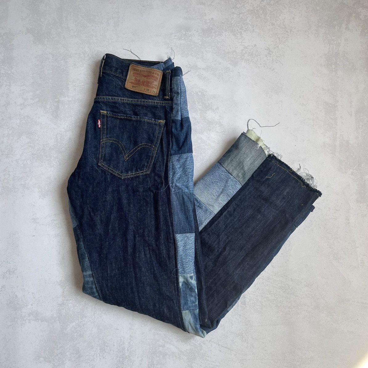 Levi's × Vintage Vintage Levis wide Custom Patchwork Denim baggy Jeans Size US 30 / EU 46 - 2 Thumbnail