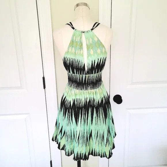Free People Indian Summer Green/Black Smocked Waist Printed Dress Size S / US 4 / IT 40 - 11 Thumbnail
