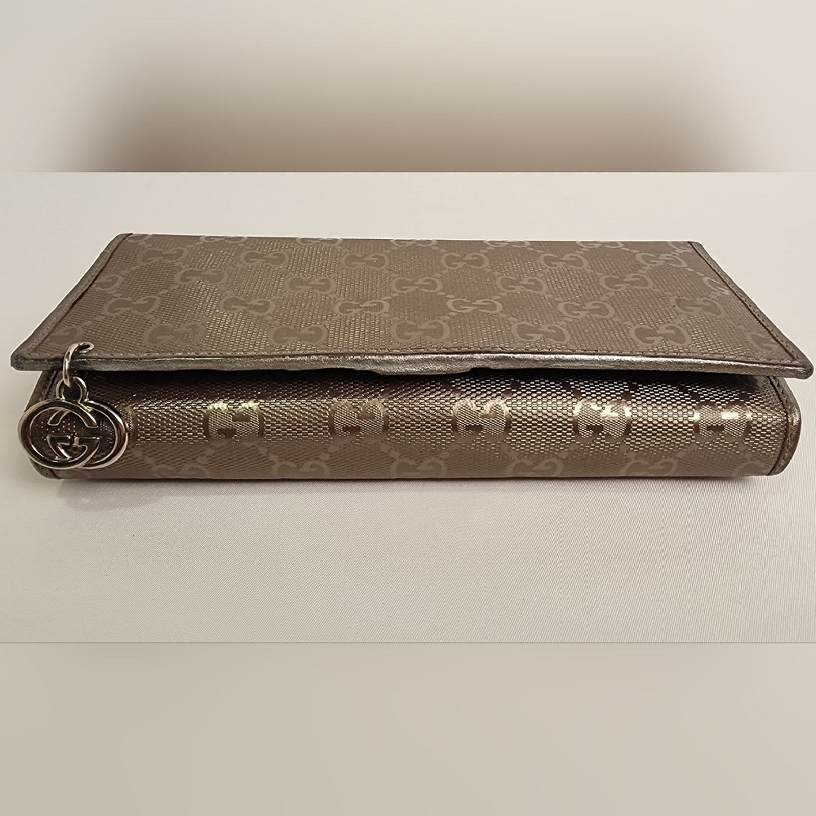 Gucci Gucci GG Imprime Continental Wallet Metallic Silver/Grey WOC Size ONE SIZE - 7 Thumbnail