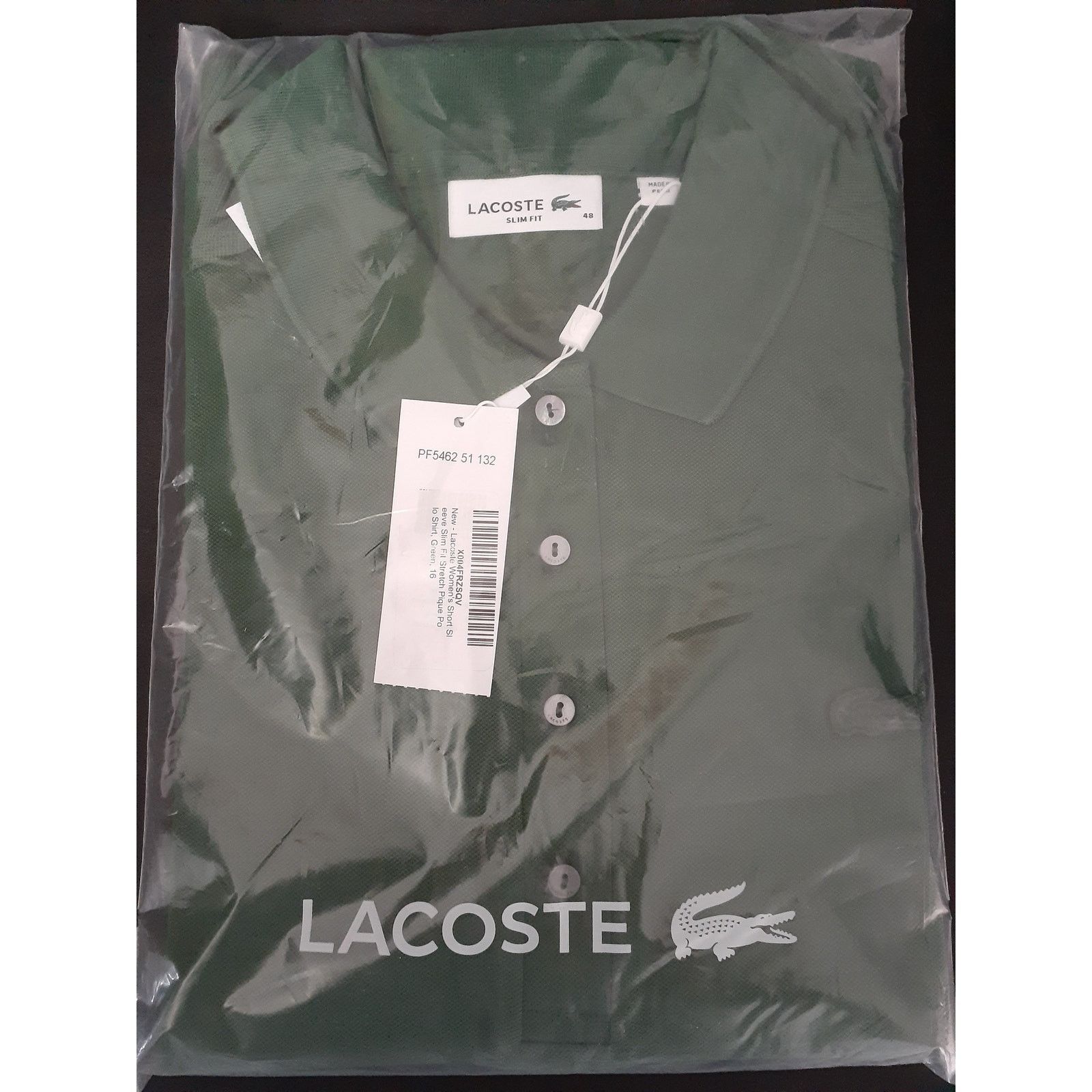 Lacoste Lacoste Women's Slim Fit Stretch Mini Pique Polo Green 16 Size XXL / US 16-18 / IT 52-54 - 2 Thumbnail