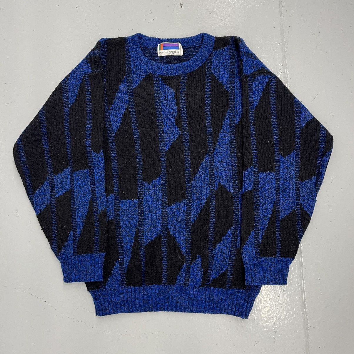 Other Vintage 80s Sweater Graphix Blue/Black Pattern Sweater Size US S / EU 44-46 / 1 - 1 Thumbnail