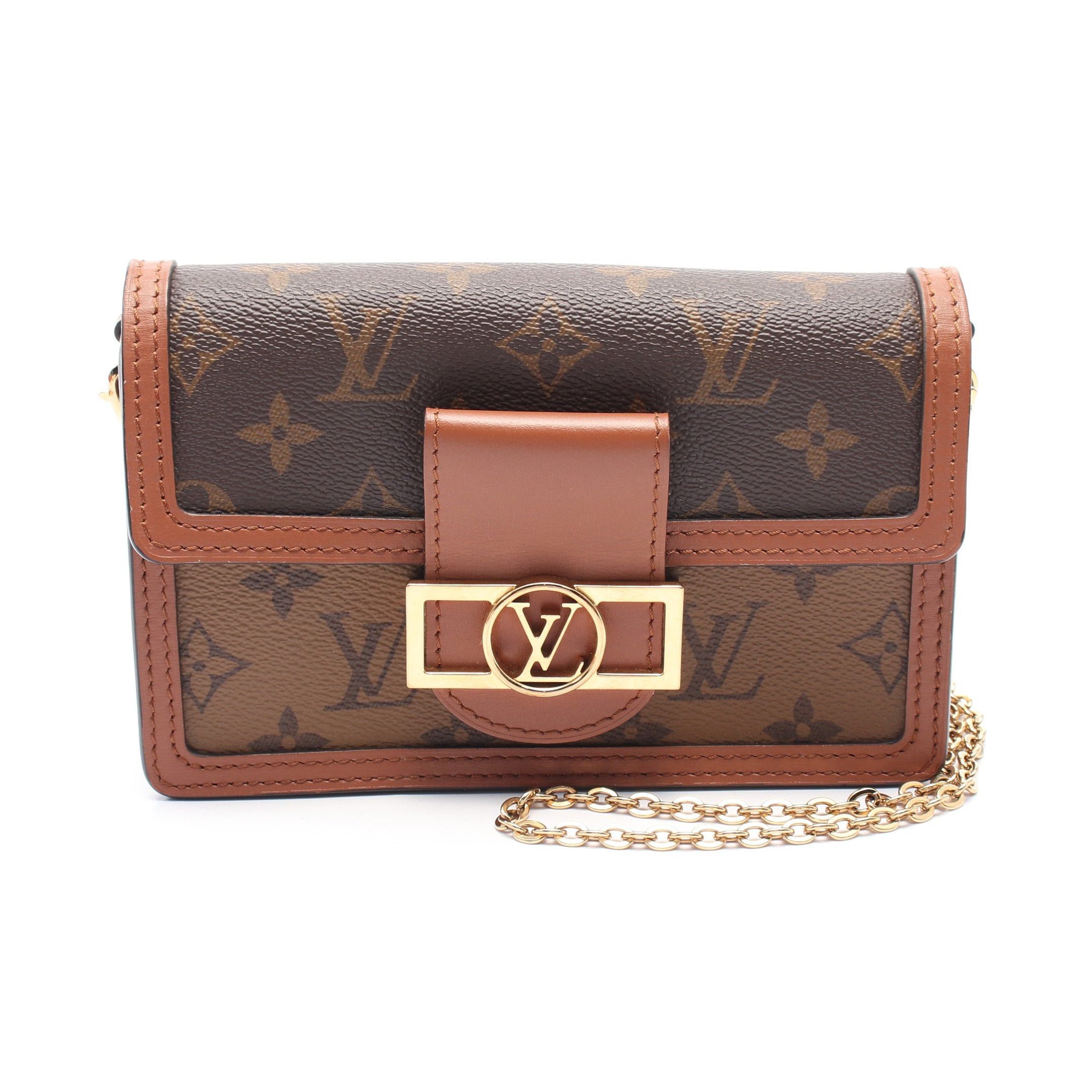 Louis Vuitton Louis Vuitton Portefeuil Dauphine Monogram Reverse Chain Wallet Leather Brown Beige Size ONE SIZE - 1 Thumbnail