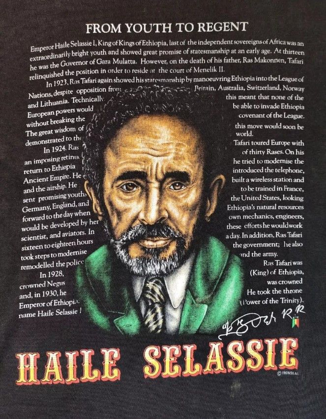 Vintage Vintage Haile Selassie King Ethiopia T-Shirt Rastafari Size US M / EU 48-50 / 2 - 2 Thumbnail