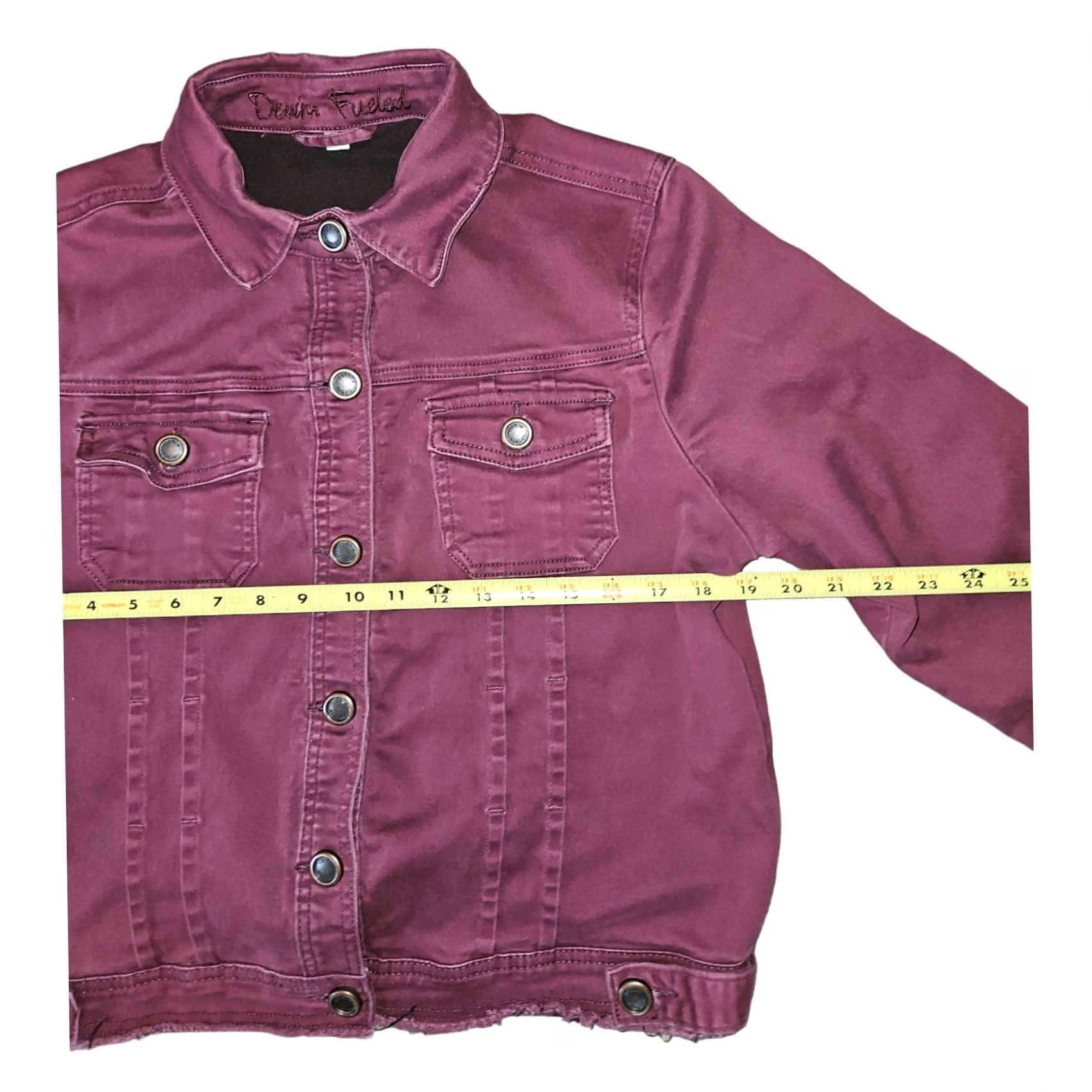 Denime Denim Fueled Jacket Teens XL Long Sleeve Red Denim Regular Casual Pockets Button Front Size XL / US 12-14 / IT 48-50 - 2 Thumbnail