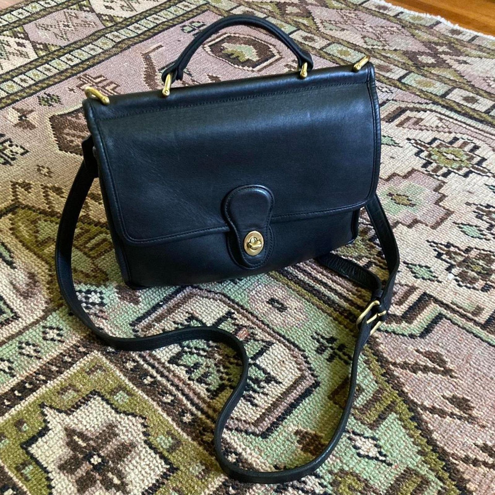 image of Vintage Coach 1992 Willis Black Leather Crossbody, Women's