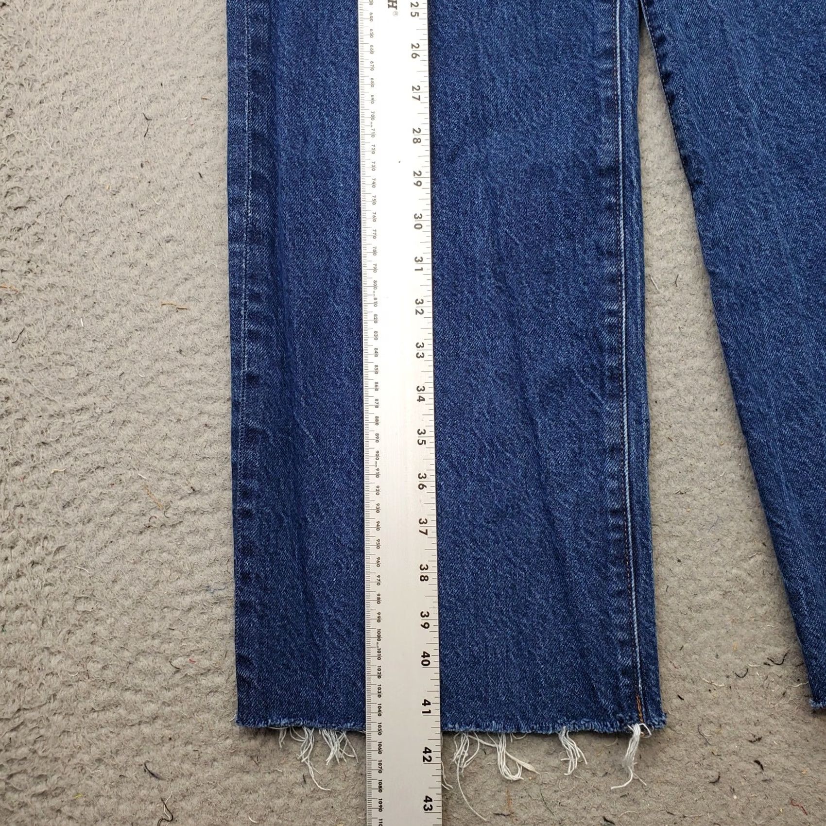 Express Express Jeans Womens 6R Blue Denim Wide Leg High Rise Frayed Hem 30.5" Inseam Straight Leg Pants Size 6 Womens Size 28" / US 6 / IT 42 - 3 Thumbnail
