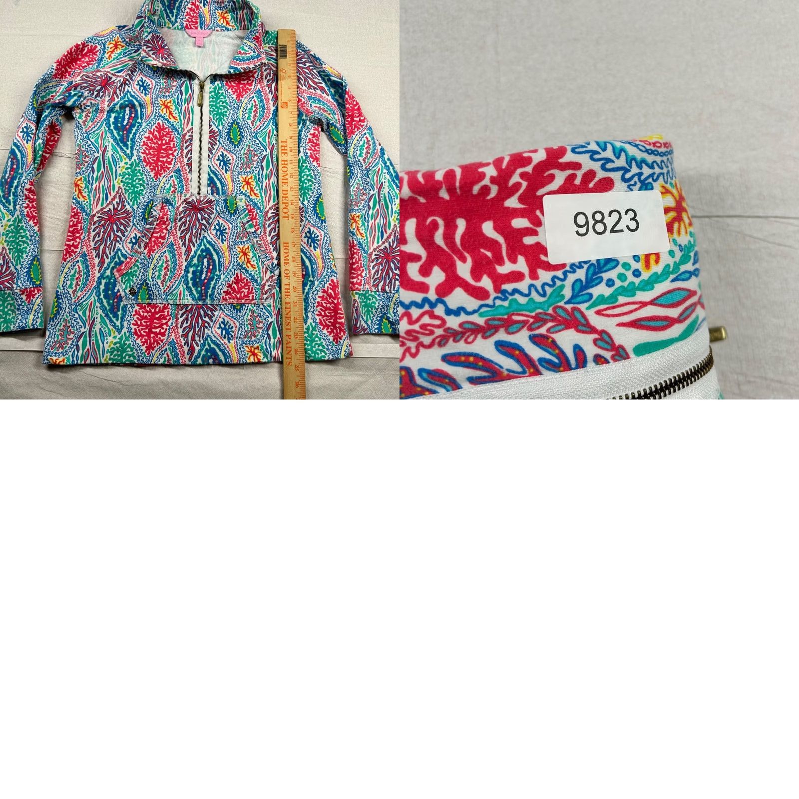 Lilly Pulitzer Lilly Pulitzer Top Womens M 1/2 Zip Pullover Geometric Coral Multicolor Mock Neck Sweatshirt Sweater Size M / US 6-8 / IT 42-44 - 8 Thumbnail