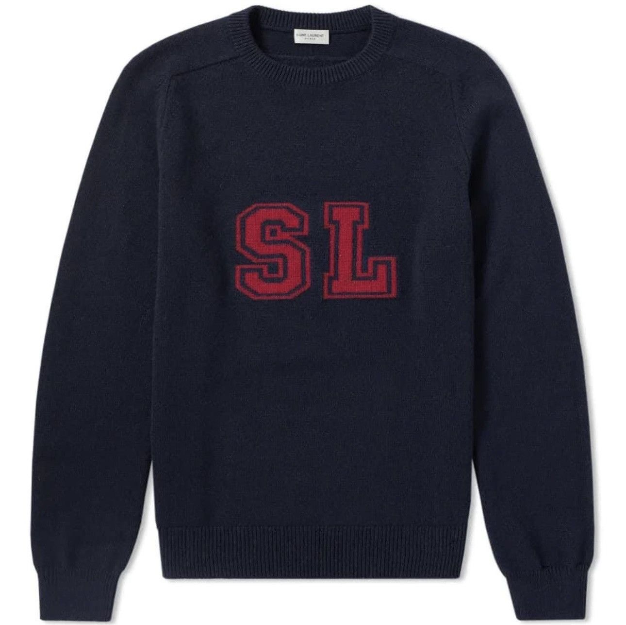 Image of Saint Laurent Paris x YVES Saint Laurent Cashmere University Sweater in Black, Men's (Size Small)