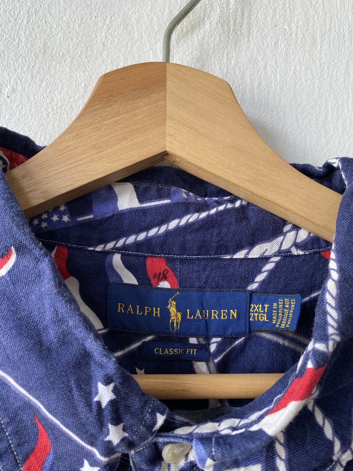 Polo Ralph Lauren × Ralph Lauren × Vintage Vintage Ralph Lauren American Flag Fullprint Button Up Shirt Size US XXL / EU 58 / 5 - 13 Thumbnail