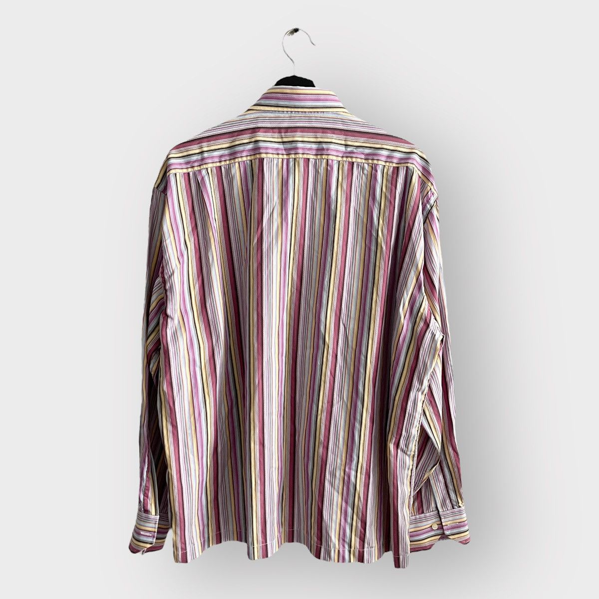Etro STEAL! Vintage Etro Pink Base Stripe Shirt Size 44R - 2 Thumbnail