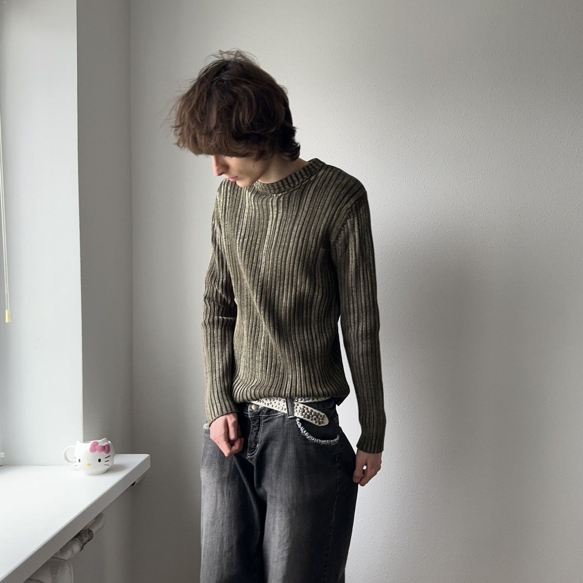 Hysteric Glamour × Undercover Japan Faded LGB Impala Vibe Knit Ribbed Sweater Size US XL / EU 56 / 4 - 4 Thumbnail